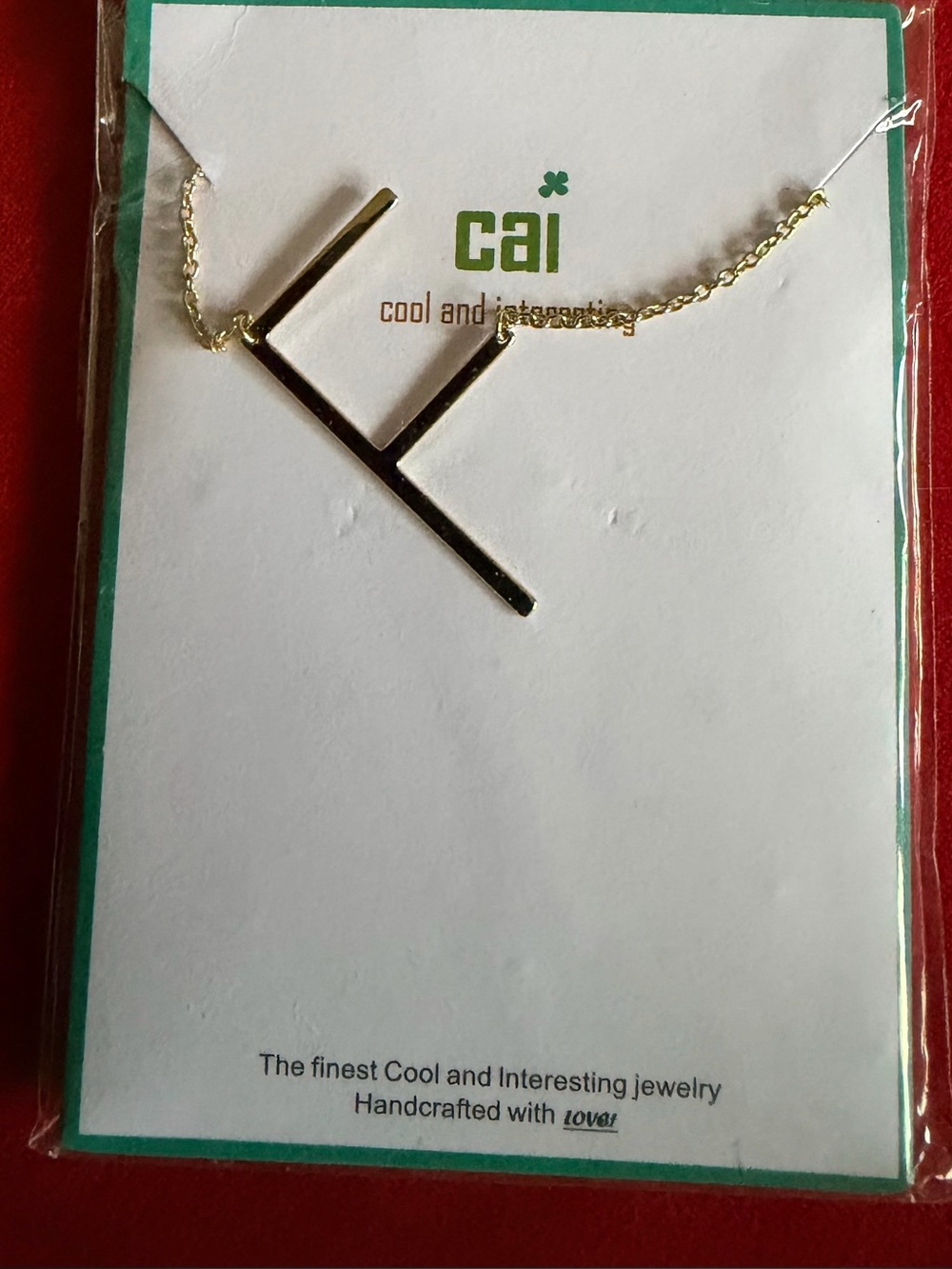 CAI’s Gold Initial “F” Bar Pendant Necklace